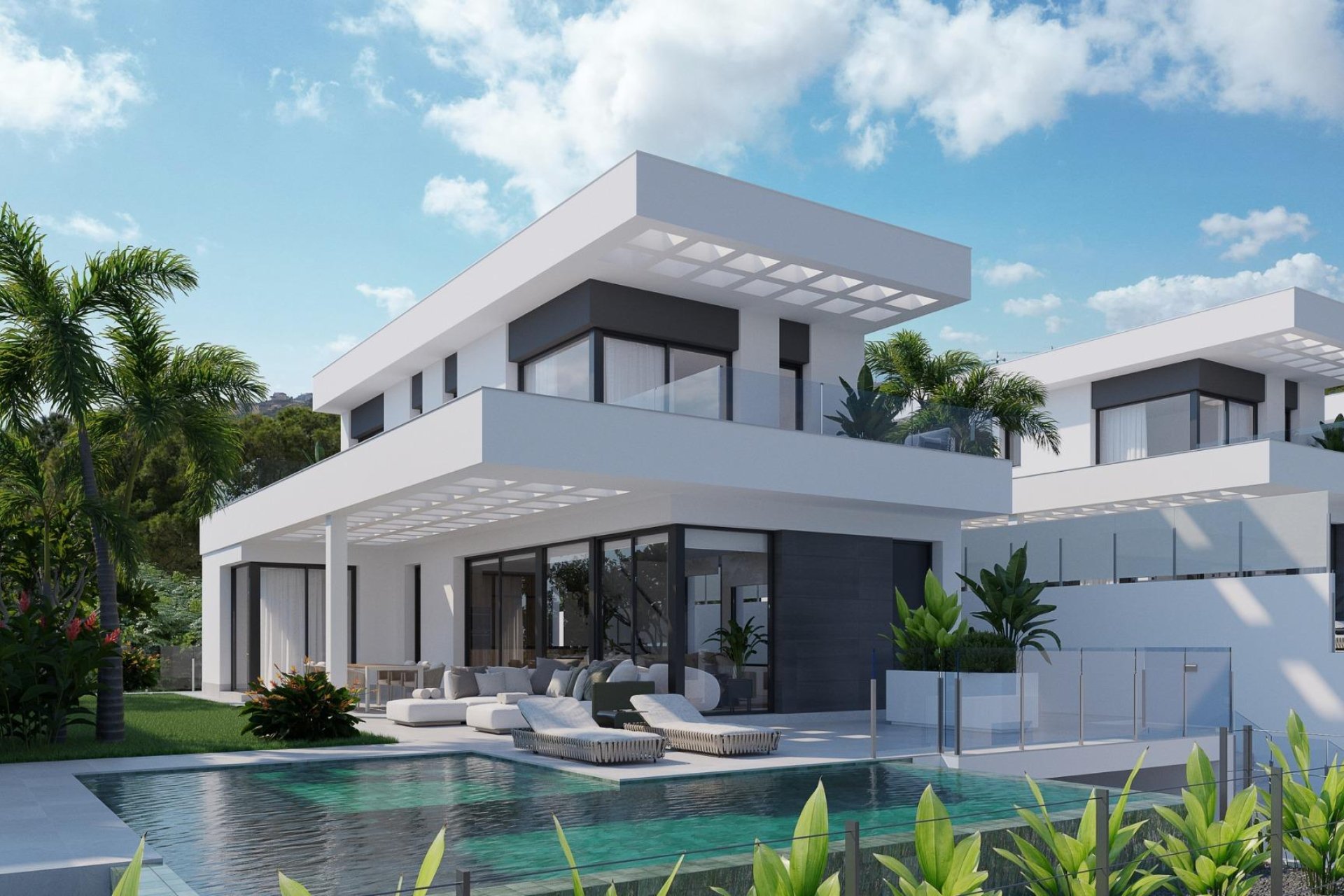 Villa moderna de obra nueva con piscina infinity en Finestrat